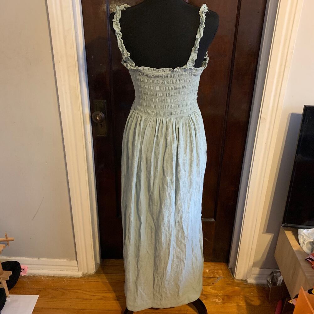 Calvin Klein Women Mint Green Smocked Crepe Dress Elastic Straps $134 Sz 8 - Picture 8 of 9